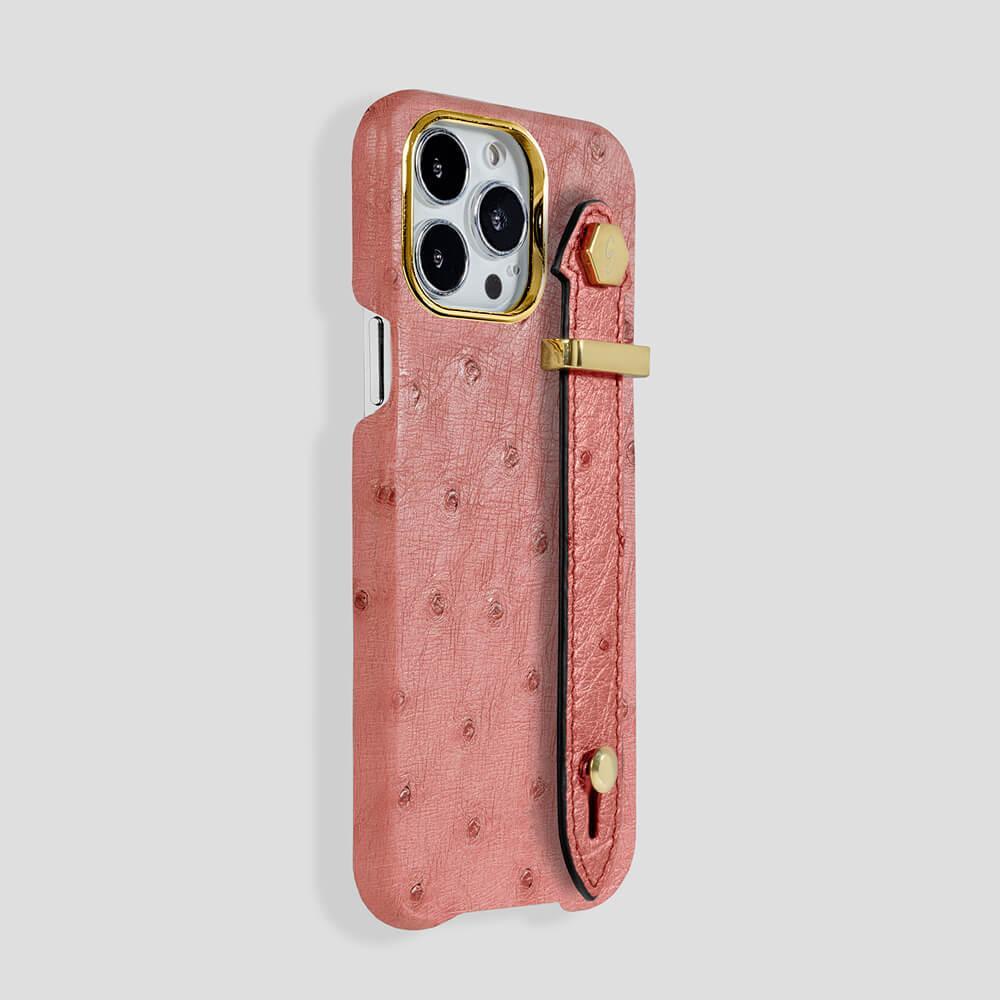 Loop Metal Strap Ostrich Case for iPhone 14 Pro Max - gattiluxury