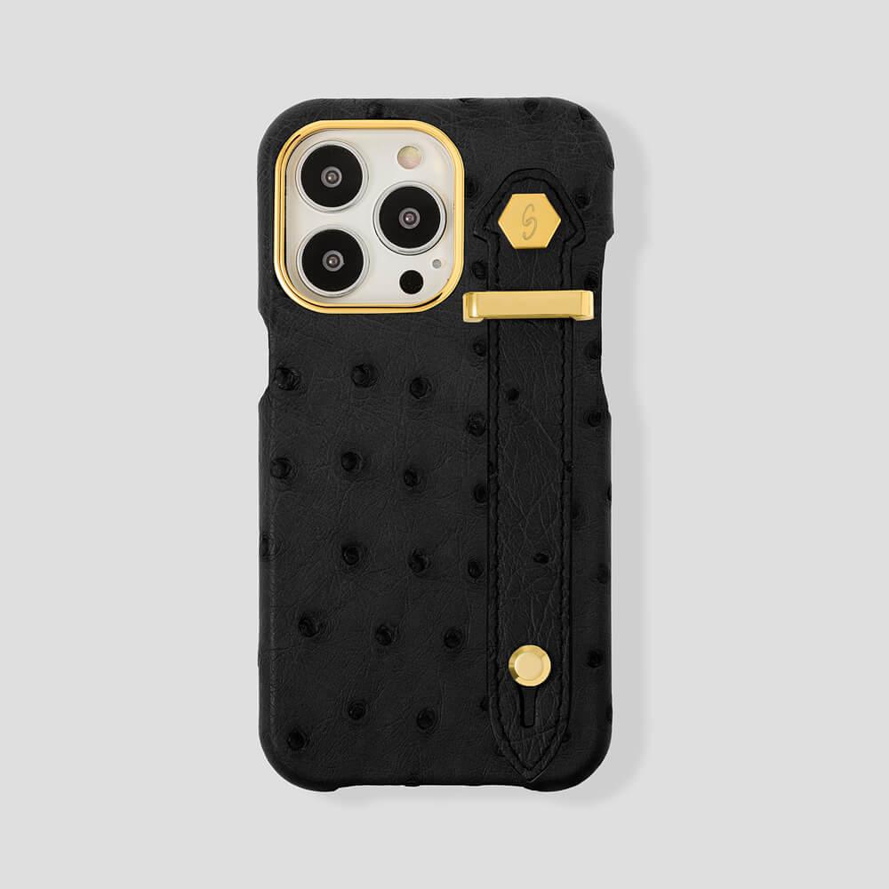 Loop Metal Strap Ostrich Case for iPhone 14 Pro Max - gattiluxury