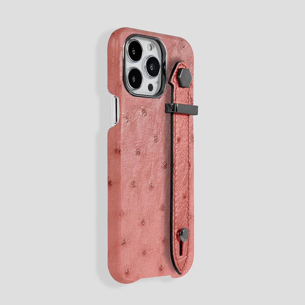 Loop Metal Strap Ostrich Case for iPhone 14 Pro Max - gattiluxury