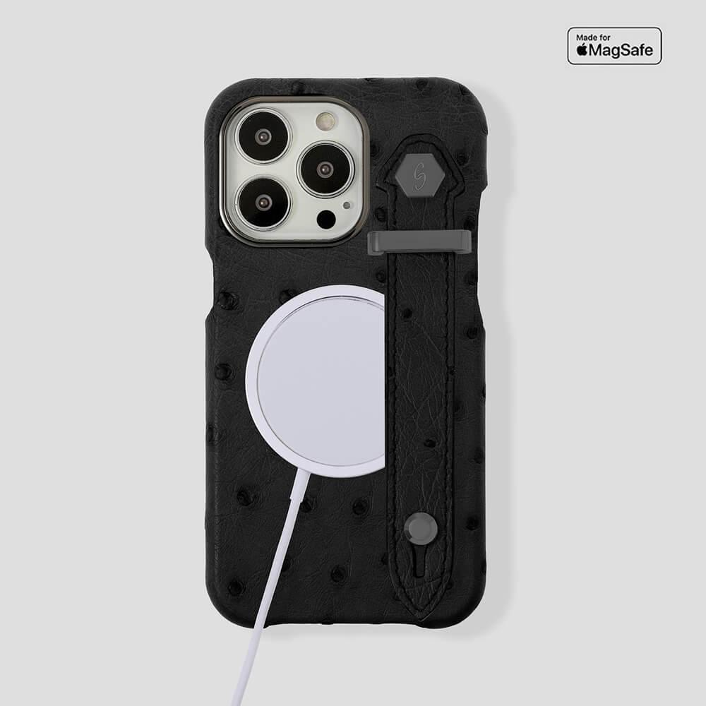 Loop Metal Strap Ostrich Case for iPhone 14 Pro Max - gattiluxury