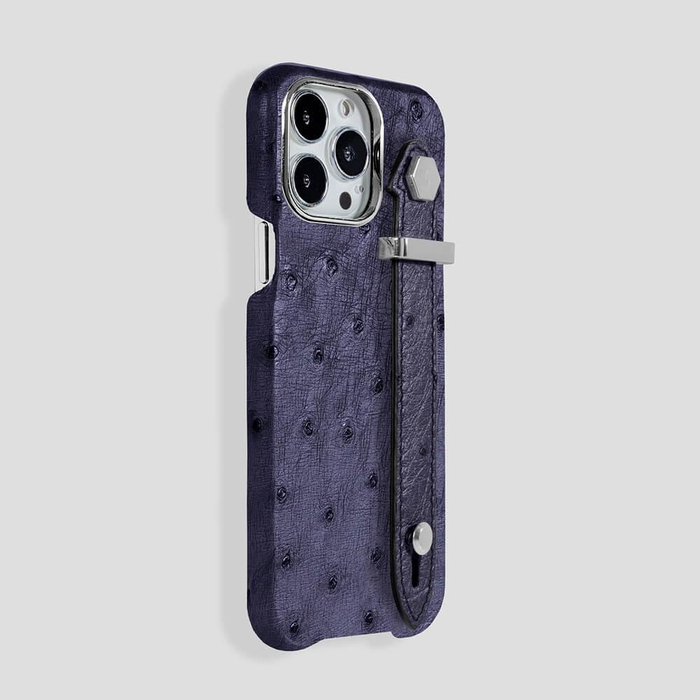 Loop Metal Strap Ostrich Case for iPhone 14 Pro Max - gattiluxury