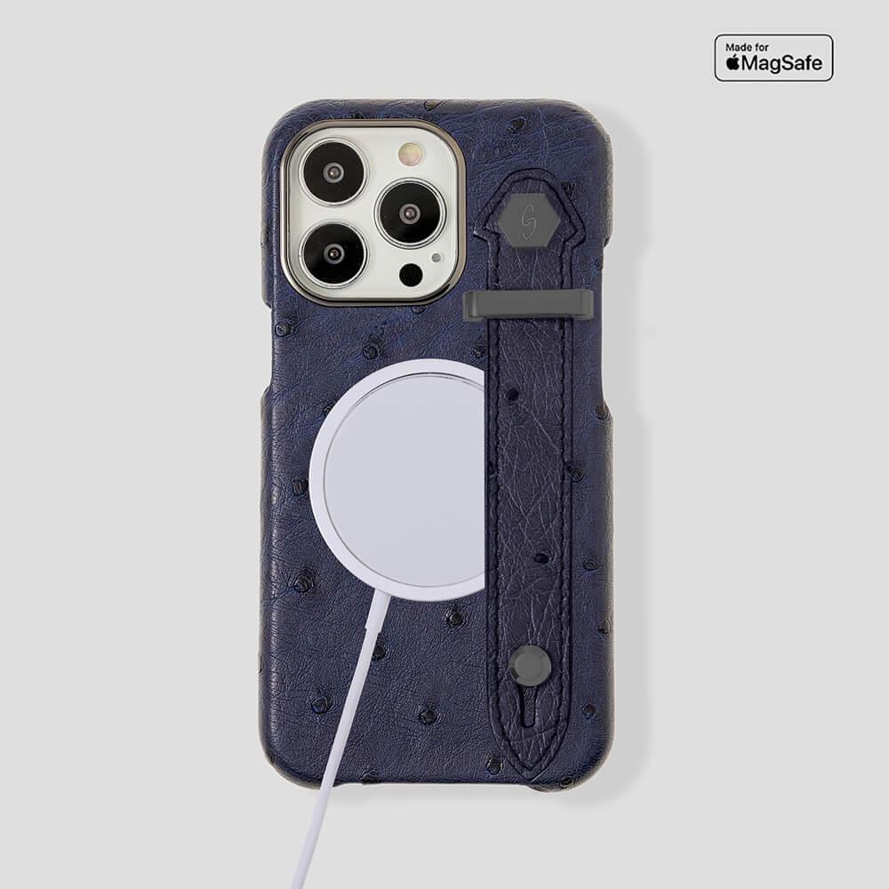 Loop Metal Strap Ostrich Case for iPhone 14 Pro Max - gattiluxury