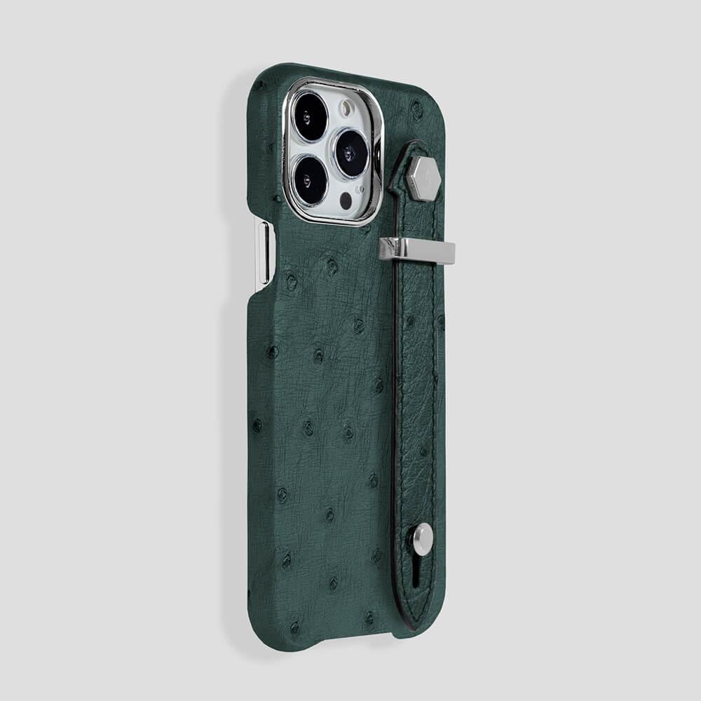 Loop Metal Strap Ostrich Case for iPhone 14 Pro Max - gattiluxury