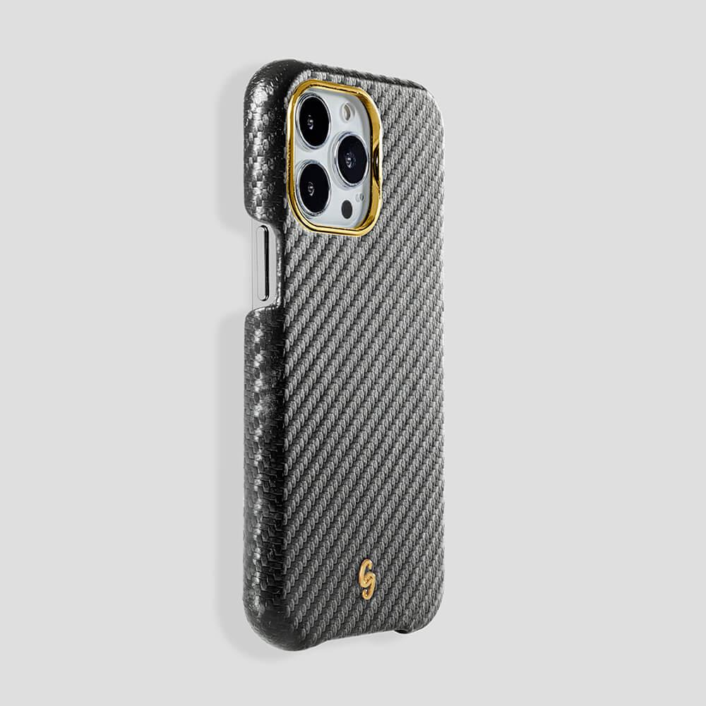 Classic Carbon Fiber Calfskin Case for iPhone 13 Pro Max - Gatti Luxury