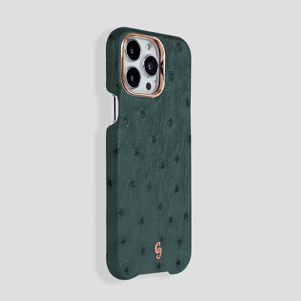 Classic Ostrich Case for iPhone 14 Max - gattiluxury