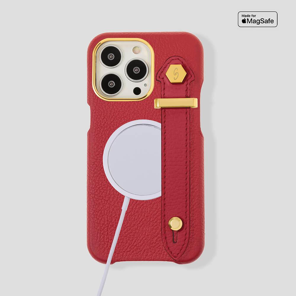 Loop Metal Strap  Calfskin Case for iPhone 14 Max - gattiluxury