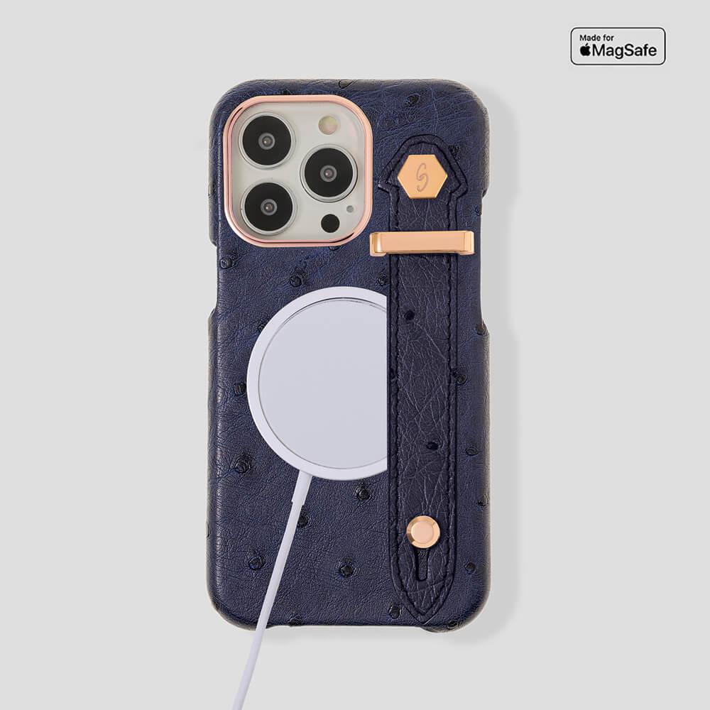 Loop Metal Strap Ostrich Case for iPhone 14 - gattiluxury