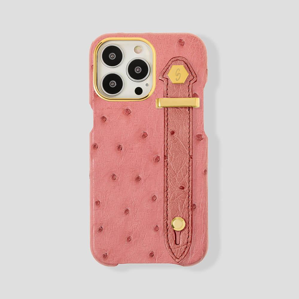 Loop Metal Strap Ostrich Case for iPhone 14 - gattiluxury